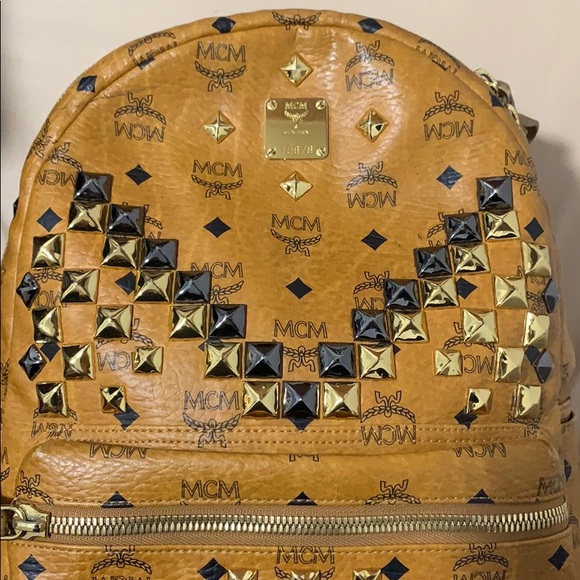 MCM Visetos M-Studded Backpack in Cognac - Picture 3 of 4
